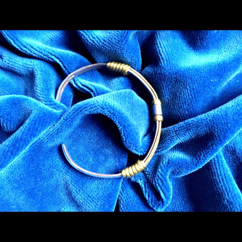 SILVER,STERLING ,AND GOLD10kCUFF BRACELET,preowned
